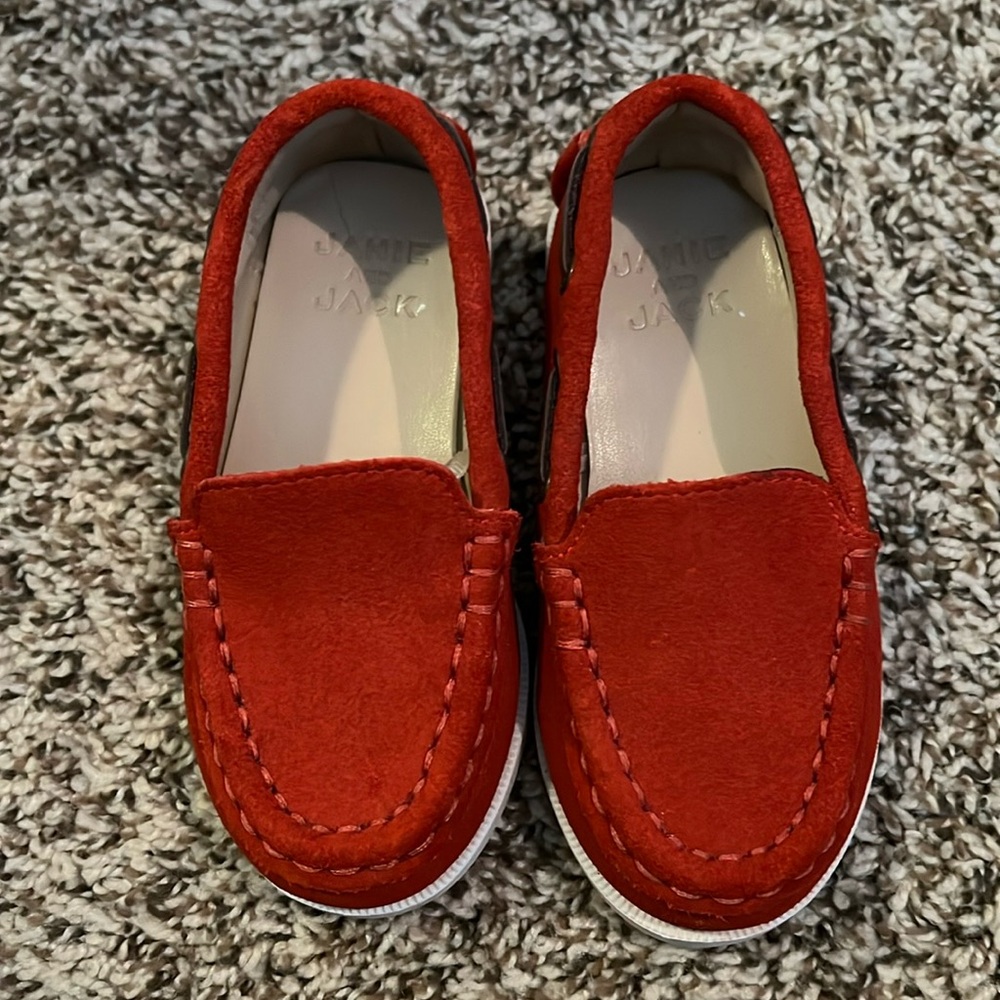 Janie and Jack red suede shoes
